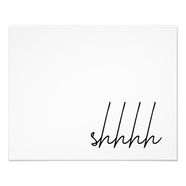 Poster Framable "Shhh" 12x16" Art mural (Devant)