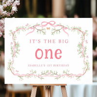 Frame Florale en fleurs rose 1er anniversaire