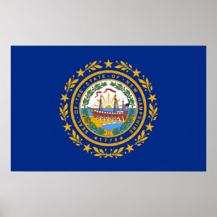Poster Framed print with Flag of New Hampshire, U.S.A.