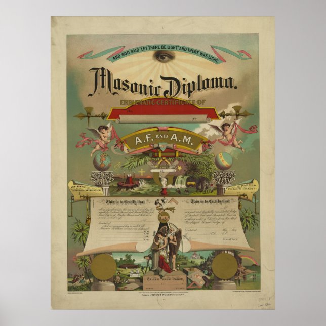 Poster Franc-maçonnerie maçonnique 1891 (Devant)
