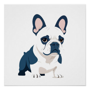 Poster Français Buldog Vector Art Animal Moderne Ville ur