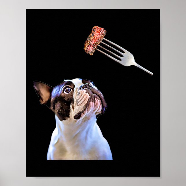 Poster Français Bulldog Cartogramme Filtre Steak Diner Fu (Devant)