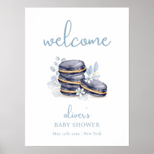 Poster Français Floral Bonjour Macaron Baby shower Bienve