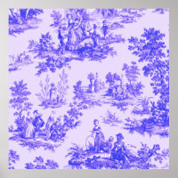 Française toile de jouy bleu et blanc élégant