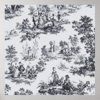 Française toile de jouy noir et blanc élégant