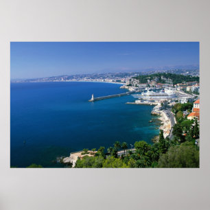Poster France, Nice, vue aérienne du port