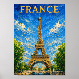 Poster France : Tour Eiffel Art Souvenir Ensoleillé