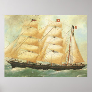 Poster France, voilier Belem 1902
