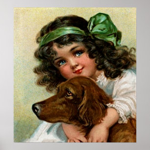Poster Frances Brundage : Fille avec le chien