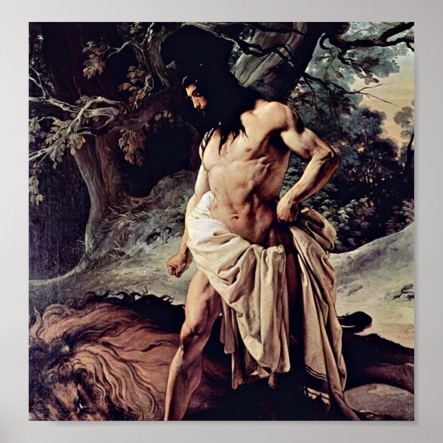 Poster Francesco Hayez - Samson et le lion (Devant)