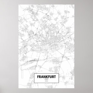 Poster Francfort, Allemagne (noir sur blanc)