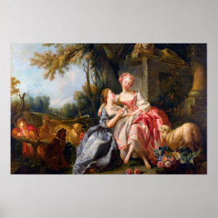 Poster Francois Boucher Le Billet Dou rococo dames art