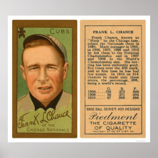 Poster Frank Chance Cubs Baseball 1911