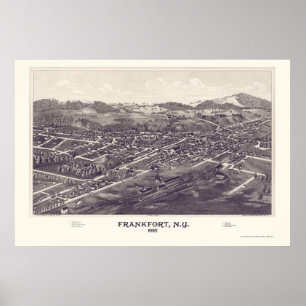 Poster Frankfort, New York Carte panoramique - 1887