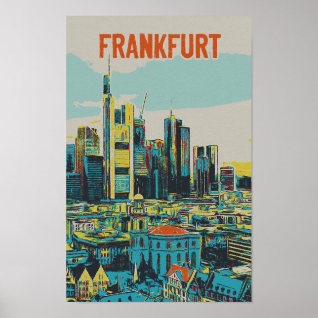 Poster Frankfurt Skyline, le centre financier allemand (Devant)