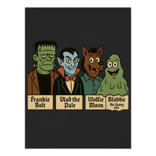 Poster Frankie Vlad Wolfie Blobbo Cute Monster Squad