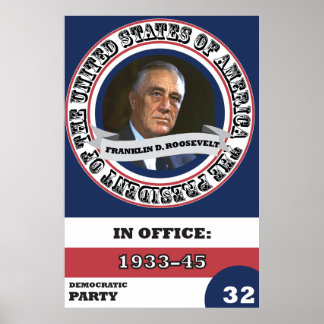 Poster Franklin D. Roosevelt Présidentielle Histoire Rétr