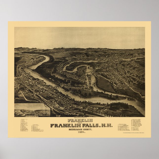 Poster Franklin, NH Panoramic Map - 1884 (Devant)