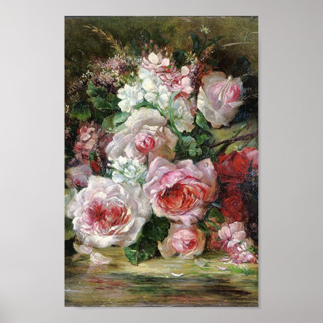 Poster Frans Verhas Bouquet Vintage Rose (Devant)