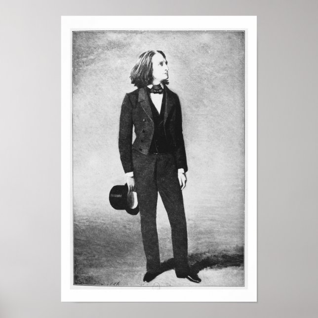 Poster Franz Liszt (1811-86) 1856 (litho) (photo b/w) (Devant)