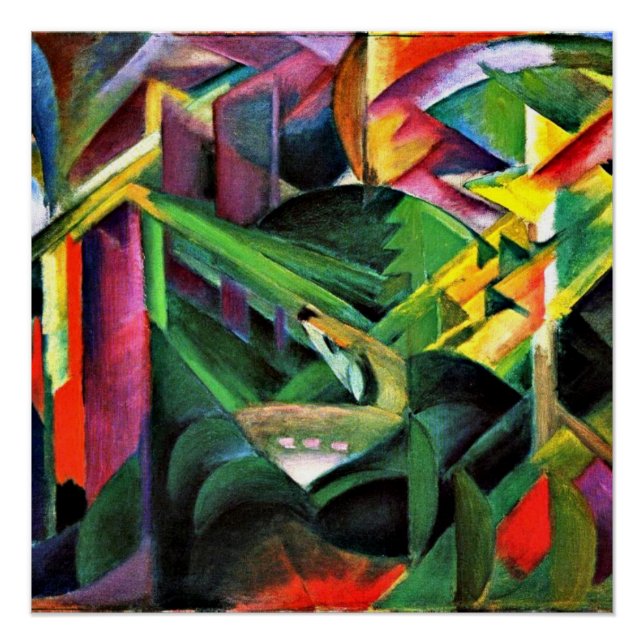 Poster Franz Marc - Cerf dans un jardin de monastères, (Devant)