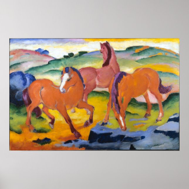 Poster Franz Marc Chevaux de pâturage (Devant)