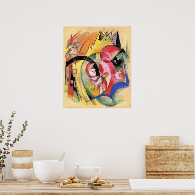 Poster Franz Marc, Colorful Flowers, (Cuisine)