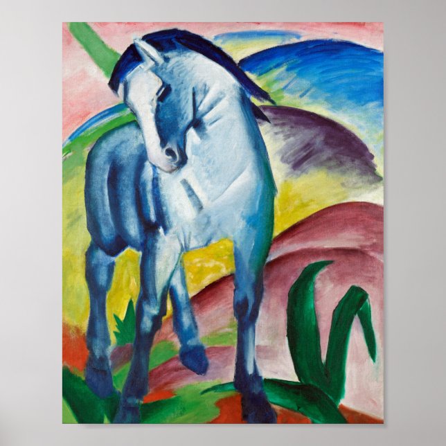 Poster Franz Marc Famous Painting Blue Horse (1911) (Devant)