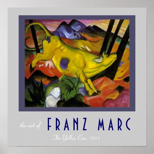 Poster Franz Marc - La vache jaune - Art expressionniste (Devant)