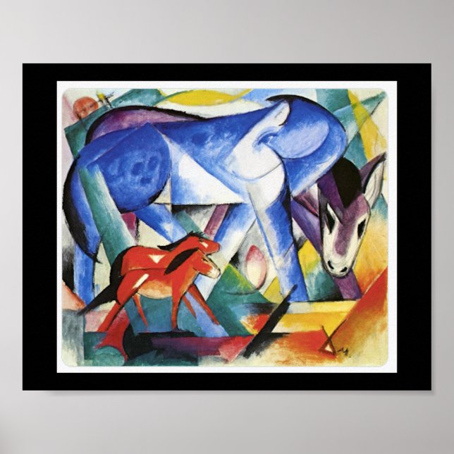 Poster Franz Marc, Les Premiers Animaux, (Devant)