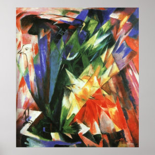 Poster Franz Marc - Oiseaux 1914 Huile Canvas troupeau d'