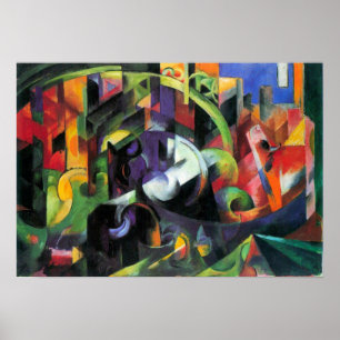 Poster Franz Marc - résumé avec des bétail