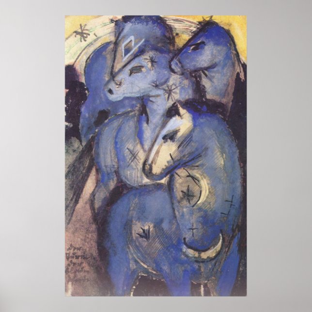 Poster Franz Marc - Tour des Chevaux Bleus 1913 Equestre (Devant)