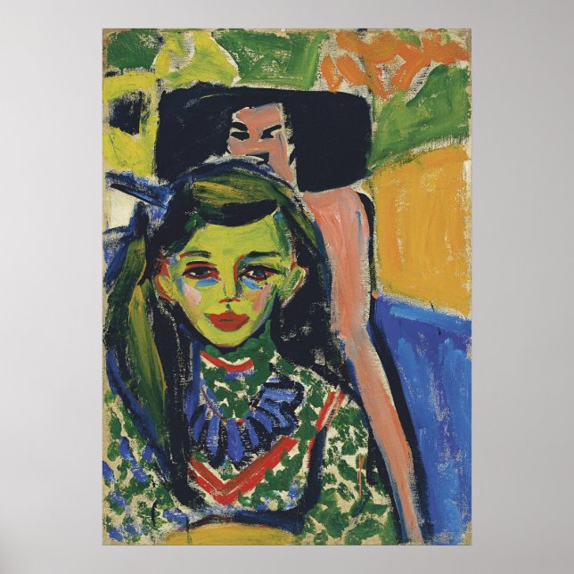 Poster Franzi devant une chaise sculptée (Devant)