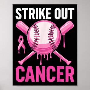 Poster Frapper le cancer Baseball de sensibilisation au c