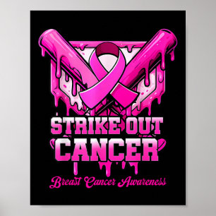 Poster Frapper le cancer du sein Baseball Drip P