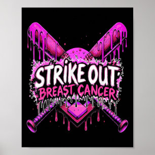 Poster Frapper le cancer du sein Baseball Softball Drip H