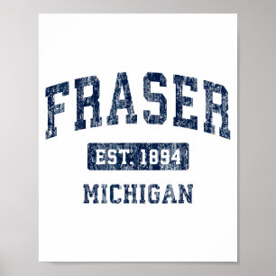Poster Fraser Michigan Mi Vintage Sports Design Établi