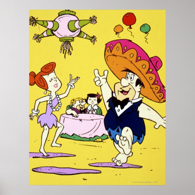 Poster Fred Flintstone Wilma Barney et Betty Fiesta (Devant)