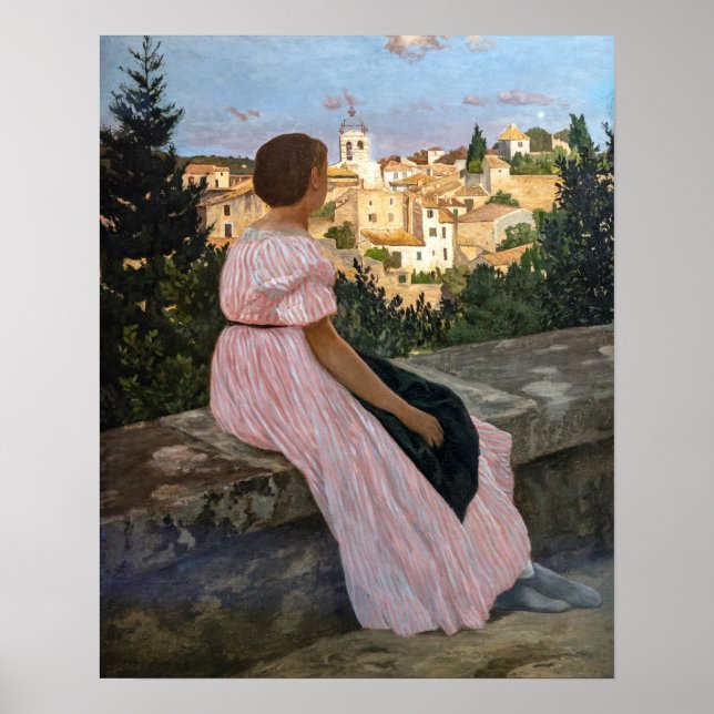 Poster Frédéric Bazille - La Robe rose (Devant)