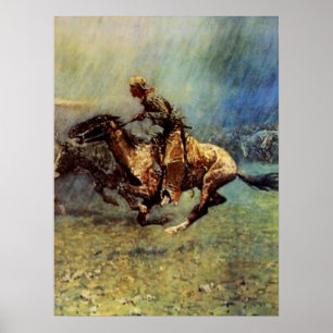 Poster Frederic Remington Art Occidental "Le Stampede"
