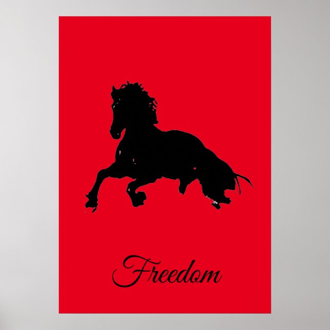 Poster Freedom Red Black Horse Pop Art (Devant)