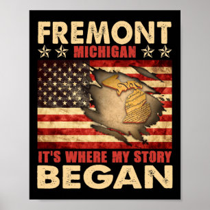 Poster Fremont Michigan États-Unis 4 juillet