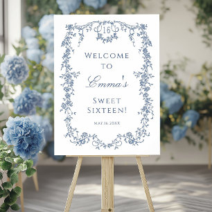Poster French Blue Sweet 16 Anniversaire Bienvenue