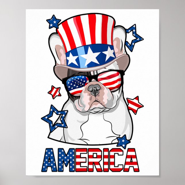 Poster French Bulldog America 4 juillet Hommes Femmes Fra (Devant)