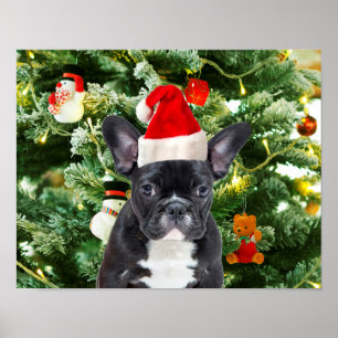 Poster French Bulldog Arbre de Noël Ornements Snowman