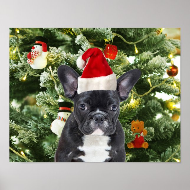Poster French Bulldog Arbre de Noël Ornements Snowman (Devant)