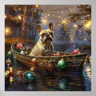 Poster French Bulldog Christmas Festive Voyage
