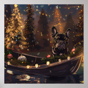 Poster French Bulldog Christmas Festive Voyage