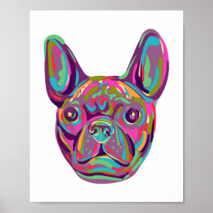 Poster French Bulldog Tête Française Pop style art